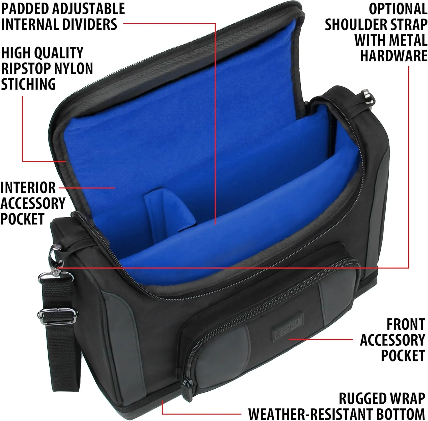 USA GEAR Compact Travel Bag Compatible with Dungeons and Dragons Accessories - Small DND Bag fits RPG Player Essentials, Player's Handbook, Character Sheets, Dice, Tokens, & Mini Player Items (Blue)