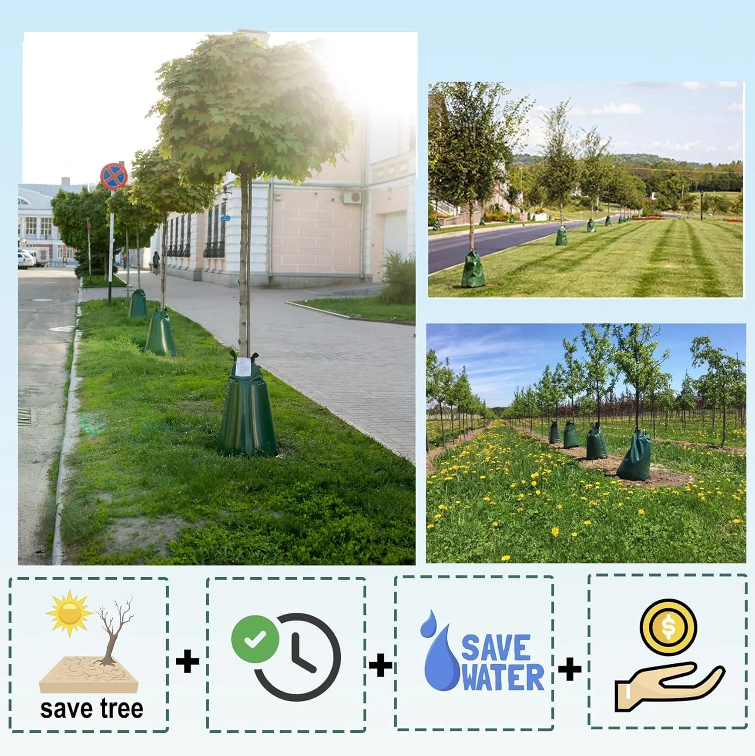 USHIGHTLIGHT All New 20 Gallon Tree Watering Bag, Slow Release Watering Bag for Trees, Portable Tree Drip Irrigation Bag, Water Saving Irrigation Water System(1/2/3) (1, 20 Gallon)