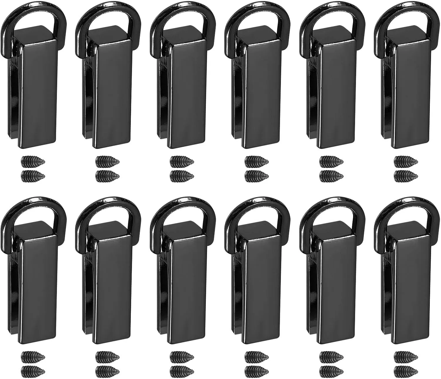 uxcell Bag Side Clip Buckle - 12Pcs 0.28" Metal Suspending Handbag Strap Chain Connector with D Ring for DIY, Purse Crossbody Shoulder (Metallic Black, 26mm)