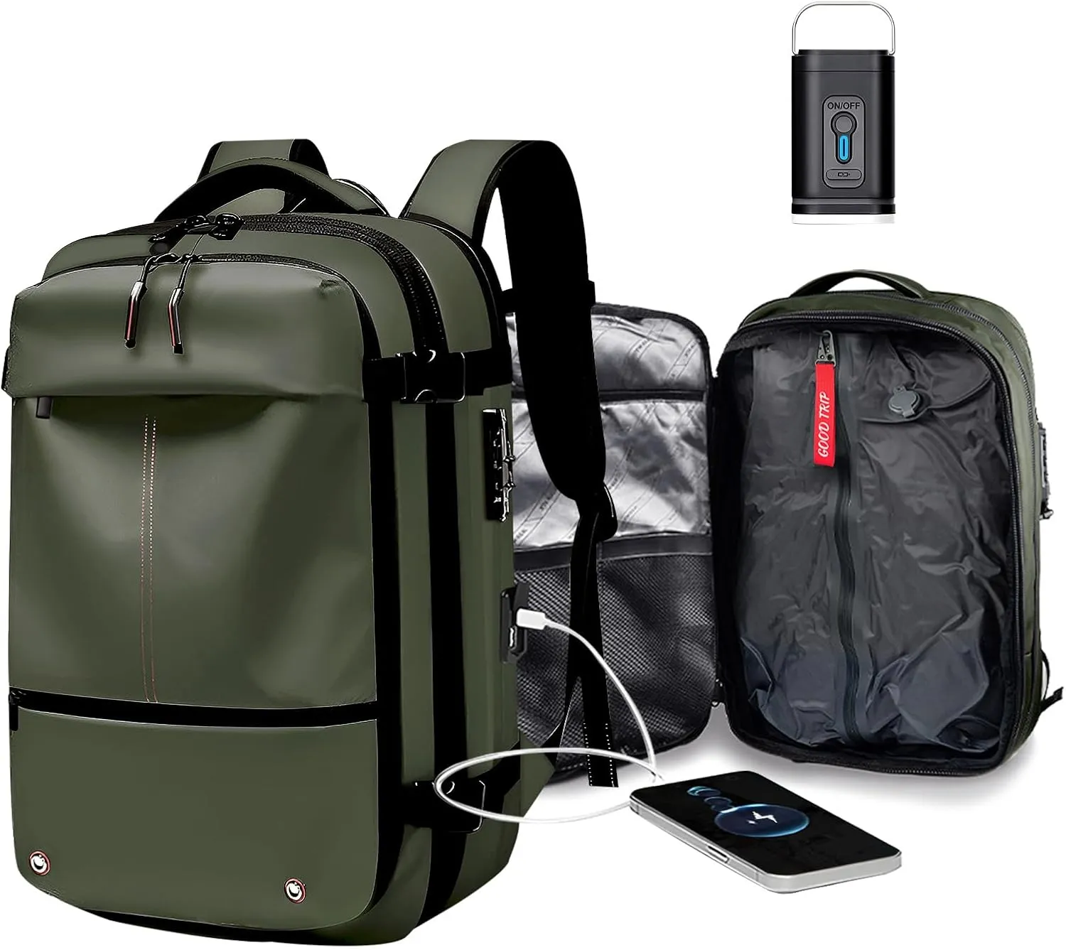 Vacpack with Detachable Air Bag,60L Vacuum Backpack Travel with Usb Charging Port and Pump, Carry on Backpacks with Vacuum Compression,Suitable for Short Trip and Business