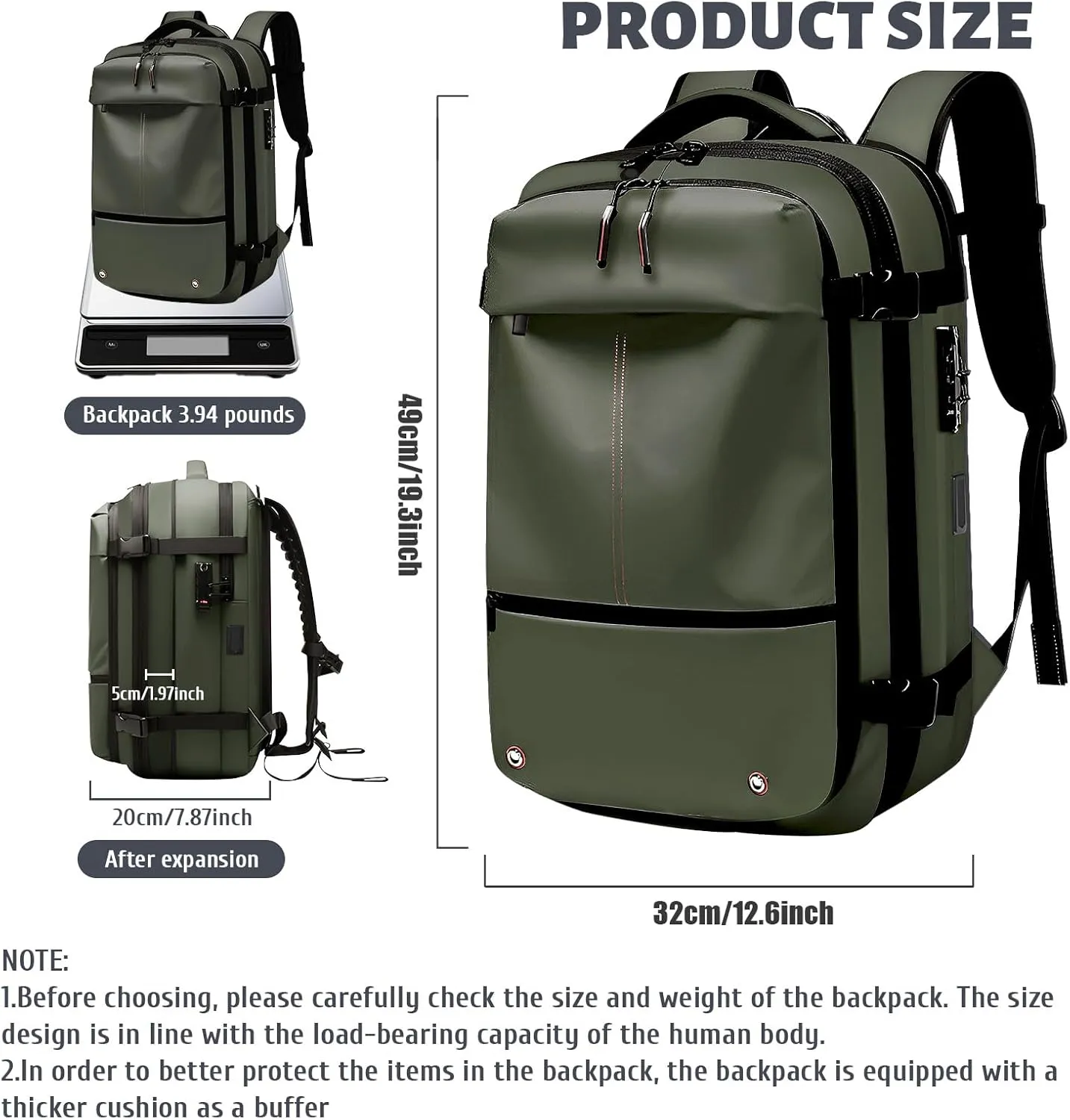 Vacpack with Detachable Air Bag,60L Vacuum Backpack Travel with Usb Charging Port and Pump, Carry on Backpacks with Vacuum Compression,Suitable for Short Trip and Business