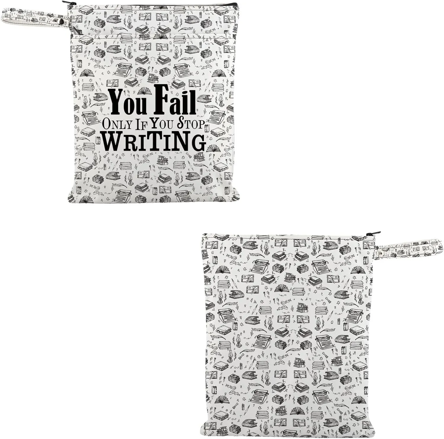 VAMSII Future Writer Waterproof Reusable Wet Bag You Fail Only If You Stop Writing Travel Bag Author Washable Bag Writer Appreciation Gift (You Fail Only If You Stop Writing W)