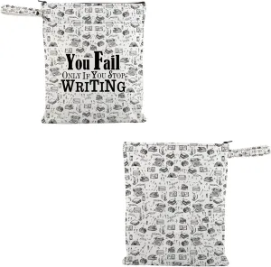 VAMSII Future Writer Waterproof Reusable Wet Bag You Fail Only If You Stop Writing Travel Bag Author Washable Bag Writer Appreciation Gift (You Fail Only If You Stop Writing W)