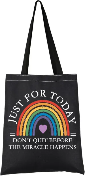 VAMSII Sobriety Gift Don’t Quit Before The Miracle Happens Tote Bag AA Recovery Handbag NA Sobriety Sober Merch