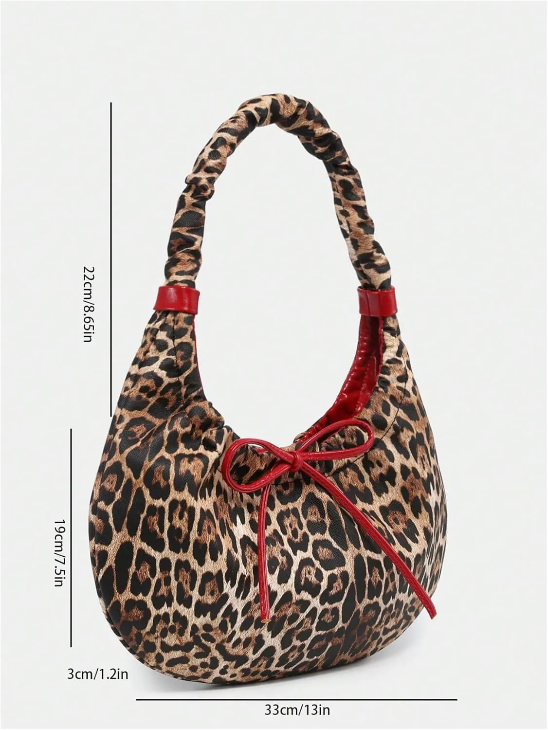 Verdusa Women's Cheetah Bow Tie Shoulder Handbags PU Leather Holiday Crescent Underarm Bags
