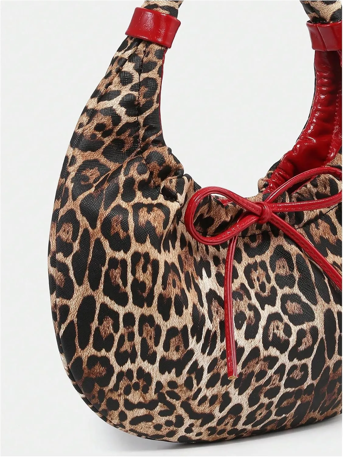 Verdusa Women's Cheetah Bow Tie Shoulder Handbags PU Leather Holiday Crescent Underarm Bags