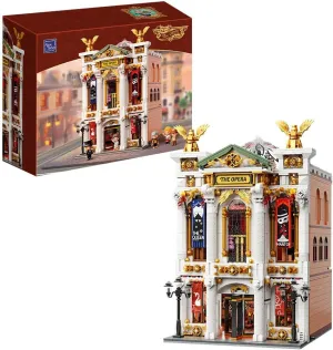 Vintage European Grand Theater Building Set-Modular Model with Crystal Chandelier, Transparent Dome&Expandable Street Scenes Retro Collectible Theater Architecture for Adults &Home Décor Gift