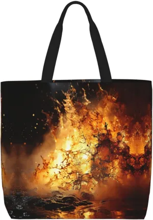 Volcano 3 Print Tote Bag Shoulde Bag Handbag Grocery Bags Reusable For Office Shopping Travel Casual Work Holiday