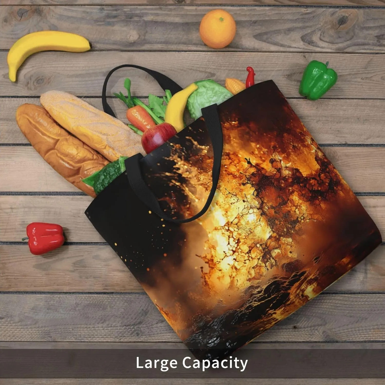 Volcano 3 Print Tote Bag Shoulde Bag Handbag Grocery Bags Reusable For Office Shopping Travel Casual Work Holiday