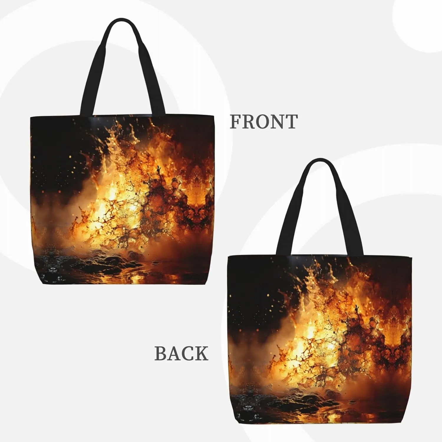 Volcano 3 Print Tote Bag Shoulde Bag Handbag Grocery Bags Reusable For Office Shopping Travel Casual Work Holiday