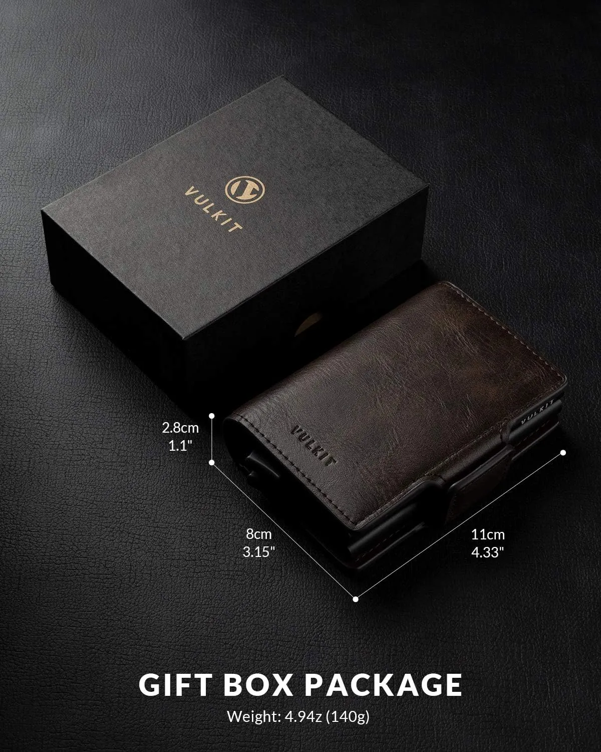 VULKIT Credit Card Holder RFID Blocking Leather Automatic Pop Up Wallet Magnetic Wallet Double Card Case for Men and Women