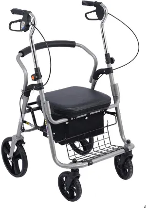 Walker for Seniors Transport Wheelchair Rollator Walker,with Seat,Backrest and Saddle Bag,Suitable for The Elderly,Disabled People - Aluminum Alloy Rollator Walk
