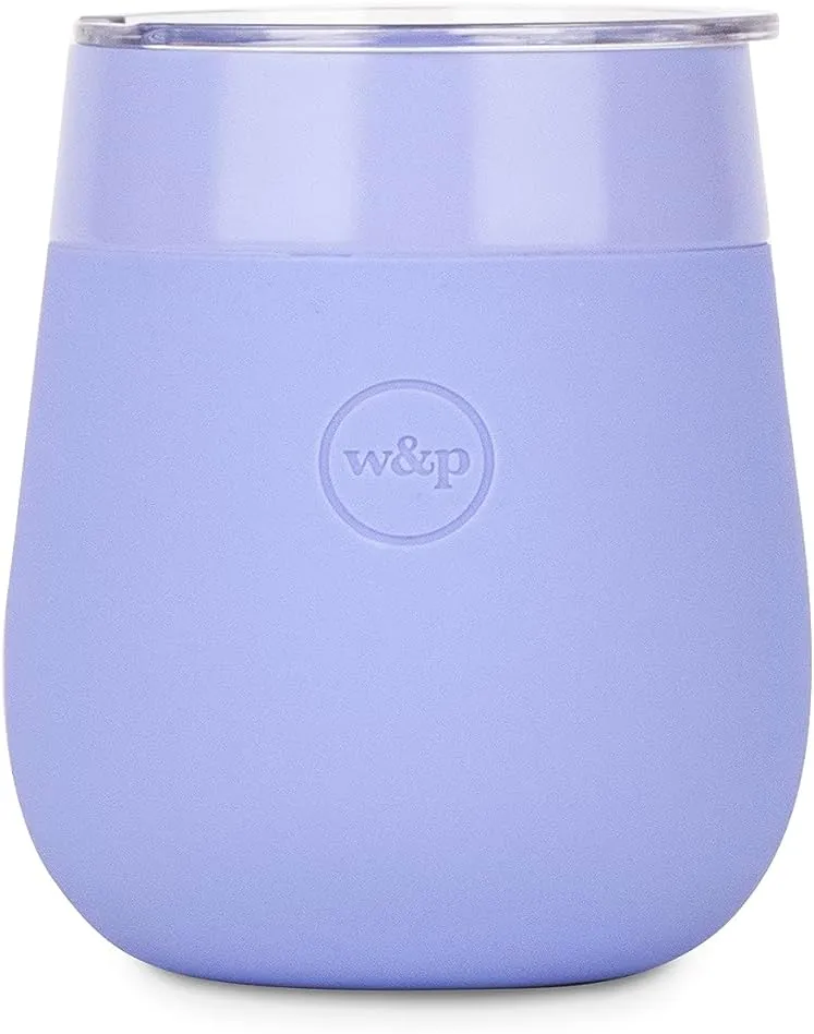 W&P Porter Insulated Glass, 11oz Lavender, Vacuum Insulated Stainless Steel with Ceramic Coating, Leak Proof, Dishwasher Safe