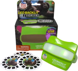 WARM FUZZY Toys LED Backlit 3D Viewer – (Rainforest) – New 2025 USB-C Rechargeable Viewer for Kids & Adults Includes 3 Reels with 21 HD 3D Images – Patent-Pending Retro Toy, No Light Source Needed