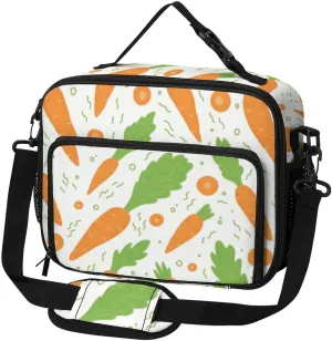 Watercolor Carrots Pattern Lunch Bag Insulated Lunch Tote Shoulder Bag for Men Women Work Travel Picnic