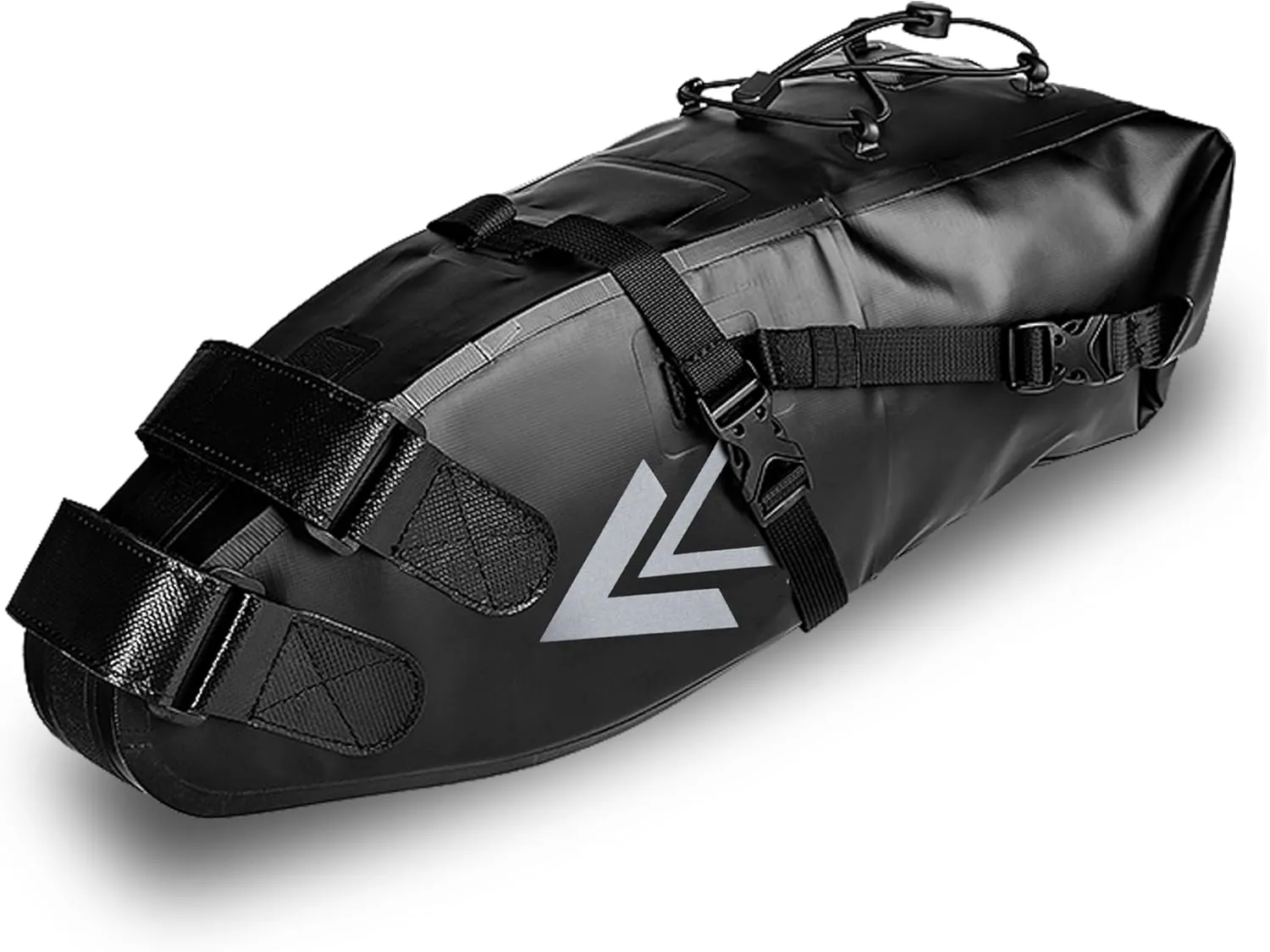 Waterproof Bicycle Saddle Bag - 10L Roll-Top Closure Cycling Bike Seat Bag Under Seat Storage Pack for Mountain Road Bike Travel (Black)