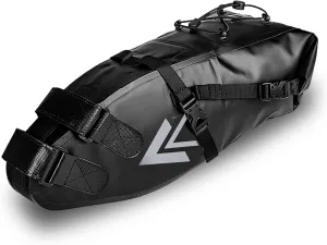 Waterproof Bicycle Saddle Bag - 10L Roll-Top Closure Cycling Bike Seat Bag Under Seat Storage Pack for Mountain Road Bike Travel (Black)