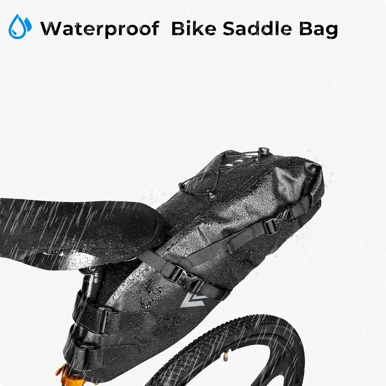Waterproof Bicycle Saddle Bag - 10L Roll-Top Closure Cycling Bike Seat Bag Under Seat Storage Pack for Mountain Road Bike Travel (Black)