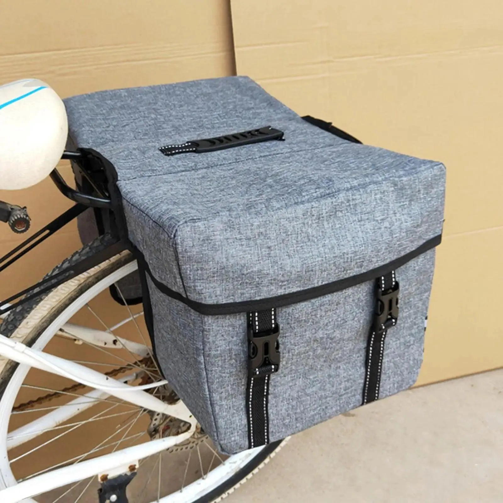 Waterproof Bike Double Pannier Bags 25L Large Capacity Bicycle Saddle Bag with Carrying Handle for Cycling Touring Shopping