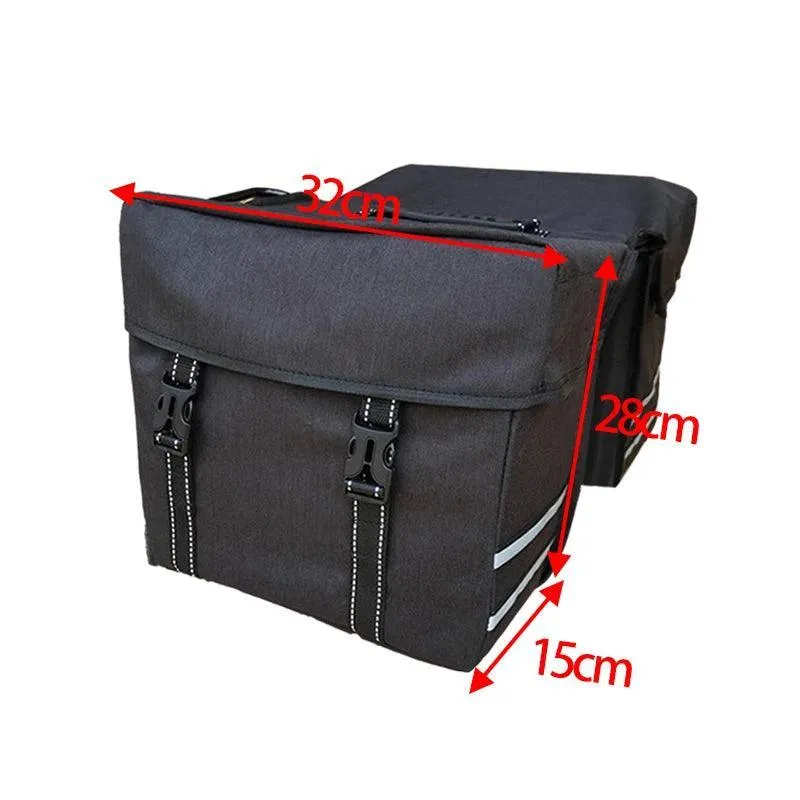 Waterproof Bike Double Pannier Bags 25L Large Capacity Bicycle Saddle Bag with Carrying Handle for Cycling Touring Shopping