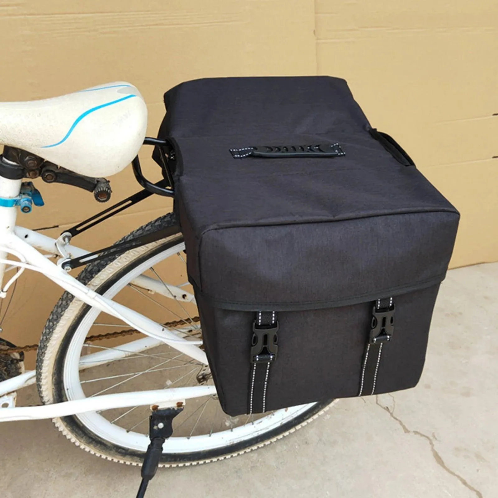 Waterproof Bike Double Pannier Bags 25L Large Capacity Bicycle Saddle Bag with Carrying Handle for Cycling Touring Shopping