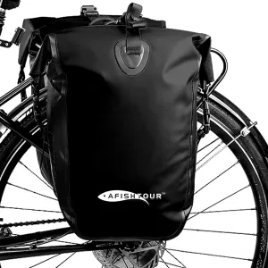 Waterproof Bike Pannier - 25L Saddle Bag for Bicycle Rear Rack - Bike Bag for Grocery, Laptop (Black, 1 PCS)
