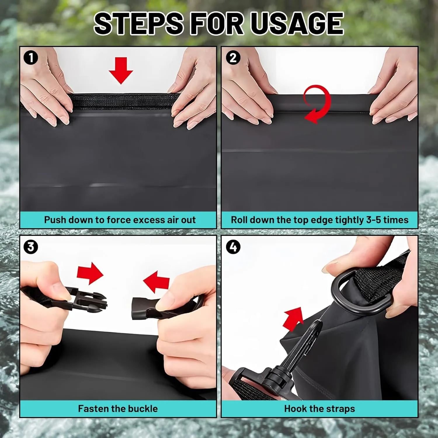 Waterproof Dry Bag,Roll Top Red Eucalyptus Waterproof Backpack 5L/10L/20L Floating and Lightweight Bags for Kayaking, Boating, Fishing, Swimming and Camping