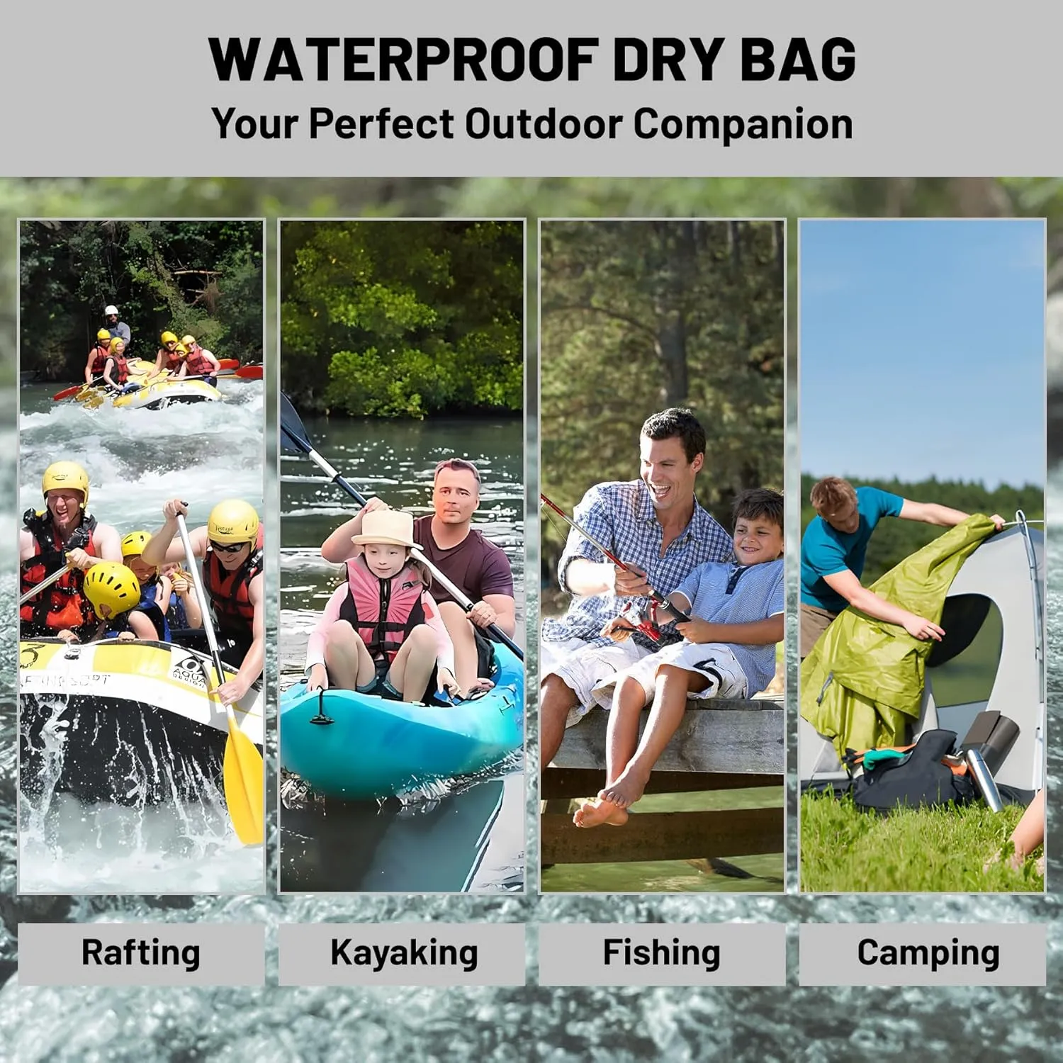 Waterproof Dry Bag,Roll Top Red Eucalyptus Waterproof Backpack 5L/10L/20L Floating and Lightweight Bags for Kayaking, Boating, Fishing, Swimming and Camping