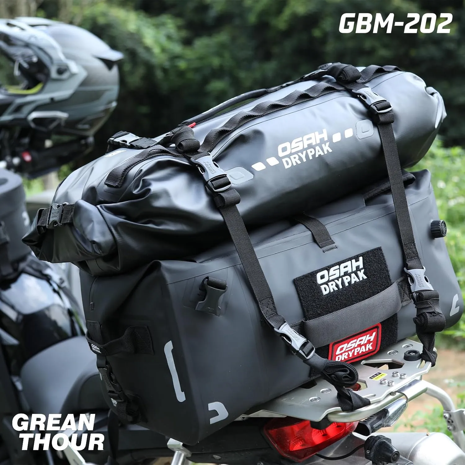 Waterproof Duffle & Tail Bag Saddle Bags, 20L Large Storage Space, for Motorcycle Back Seat, Dry Bag - Grey