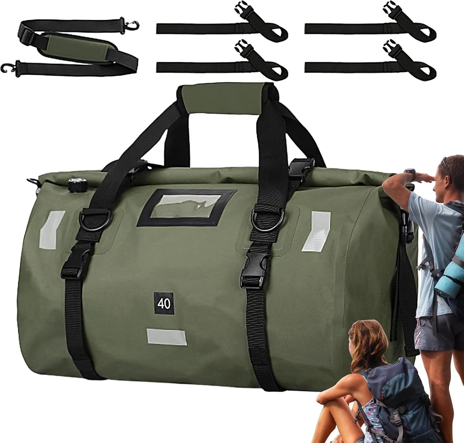 Waterproof Motorcycle Bag - 40L Large Motorcycle Tail Dry Backpack, Waterproof Dry Backpack Saddle Bags, Heavy Duty Dry Duffle Bags, Travel Storage Bag Dry Duffle Bags For Swimming, Camping Gym