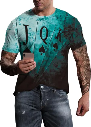 WDIRARA Men's Two Tone Cartoon Graphic Print Short Sleeve T Shirt Round Neck Tee