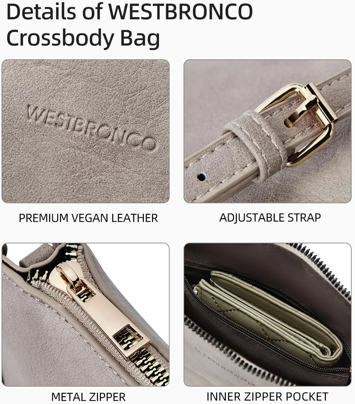 WESTBRONCO Crossbody Bag for Women Vegan Leather Wallet Purses Satchel Shoulder Bags Small Size