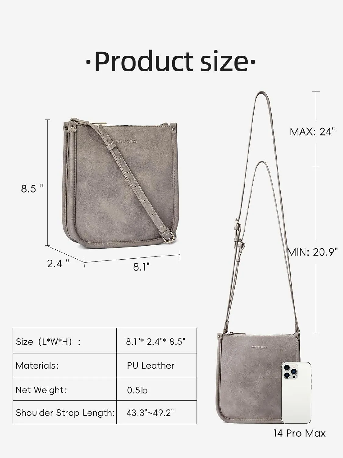 WESTBRONCO Crossbody Bag for Women Vegan Leather Wallet Purses Satchel Shoulder Bags Small Size