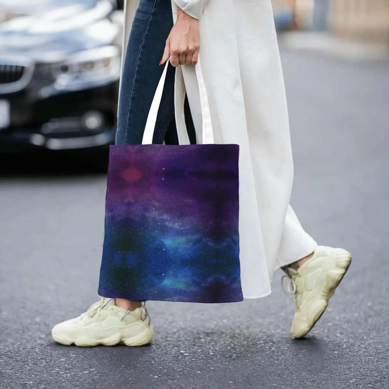 Wild Animals Print Large Canvas Beach Travel Reusable Grocery Shopping Tote Bag Portable Storage Handbag