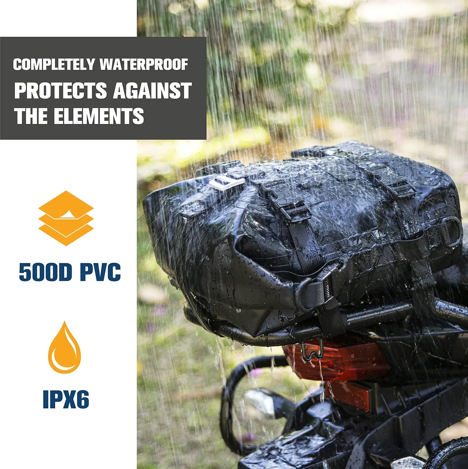 WILD HEART Waterproof Crash Bar Bags 6L/8L/15L Motorcycle Bag used as Motorcycle Luggage Sissy Bar Back Seat Saddle Rack Rear Fender Pouch Dirt Bike Gear Side Tool Bag Pack for moto ATV