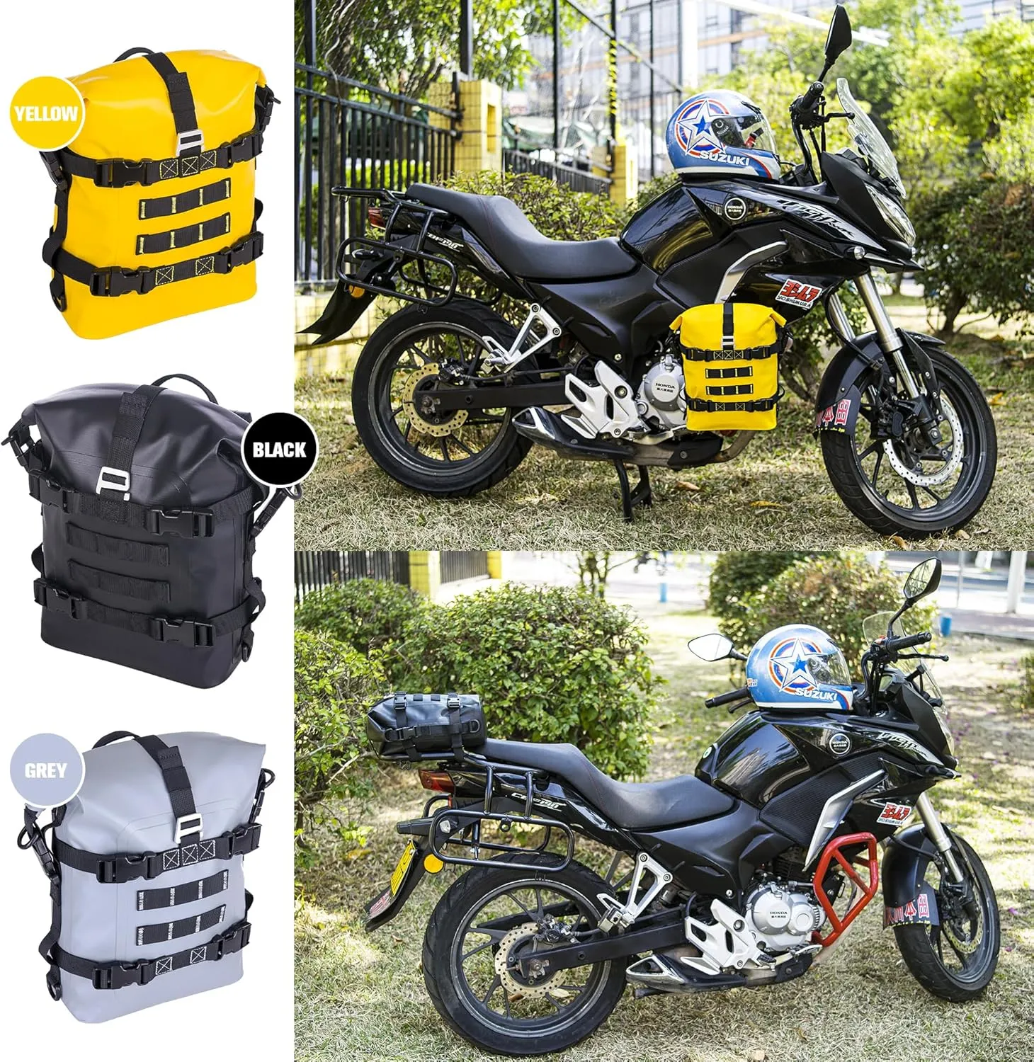 WILD HEART Waterproof Crash Bar Bags 6L/8L/15L Motorcycle Bag used as Motorcycle Luggage Sissy Bar Back Seat Saddle Rack Rear Fender Pouch Dirt Bike Gear Side Tool Bag Pack for moto ATV