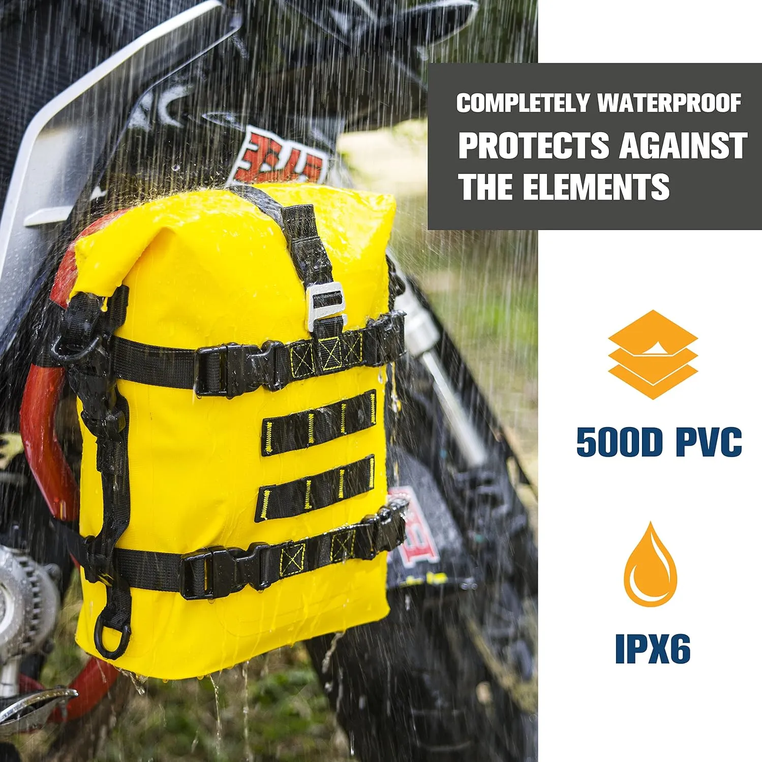 WILD HEART Waterproof Crash Bar Bags 6L/8L/15L Motorcycle Bag used as Motorcycle Luggage Sissy Bar Back Seat Saddle Rack Rear Fender Pouch Dirt Bike Gear Side Tool Bag Pack for moto ATV