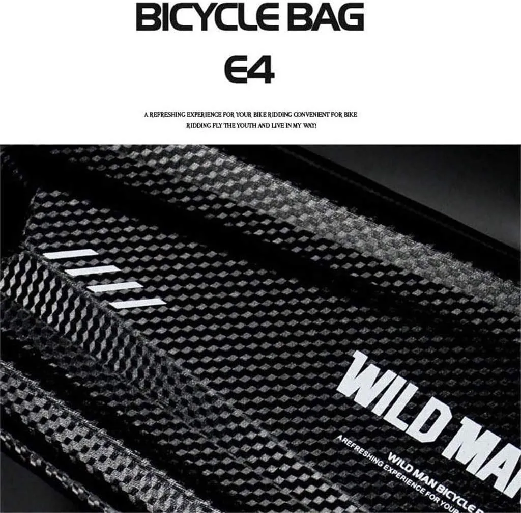 WILD MAN Rainproof Hard Shell Triangle Bike Saddle Bag For Frame under Seat For Road Mountain Cycling (Black,E4)