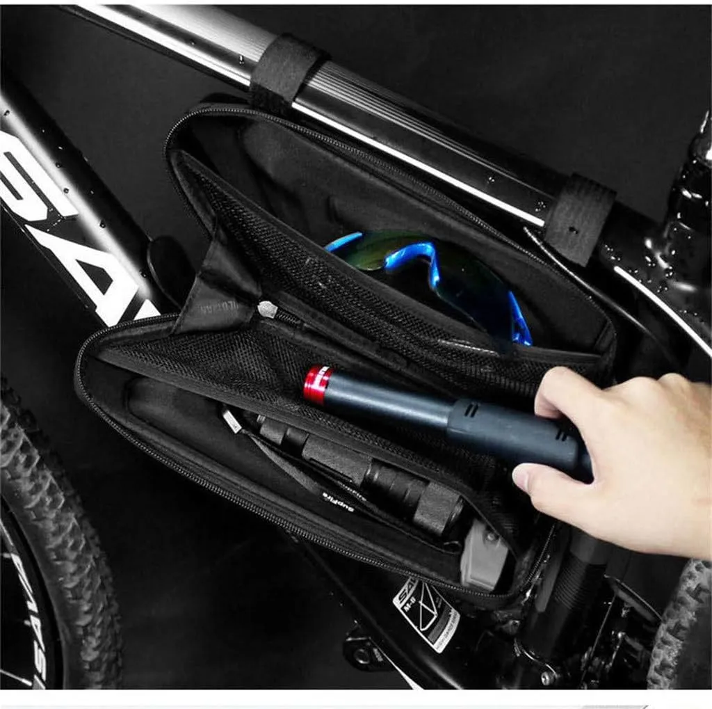 WILD MAN Rainproof Hard Shell Triangle Bike Saddle Bag For Frame under Seat For Road Mountain Cycling (Black,E4)