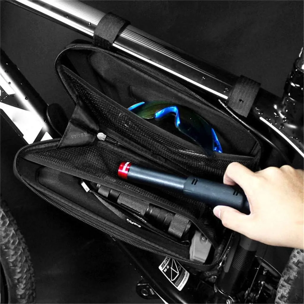 WILD MAN Rainproof Hard Shell Triangle Bike Saddle Bag For Frame under Seat For Road Mountain Cycling (Black,E4)