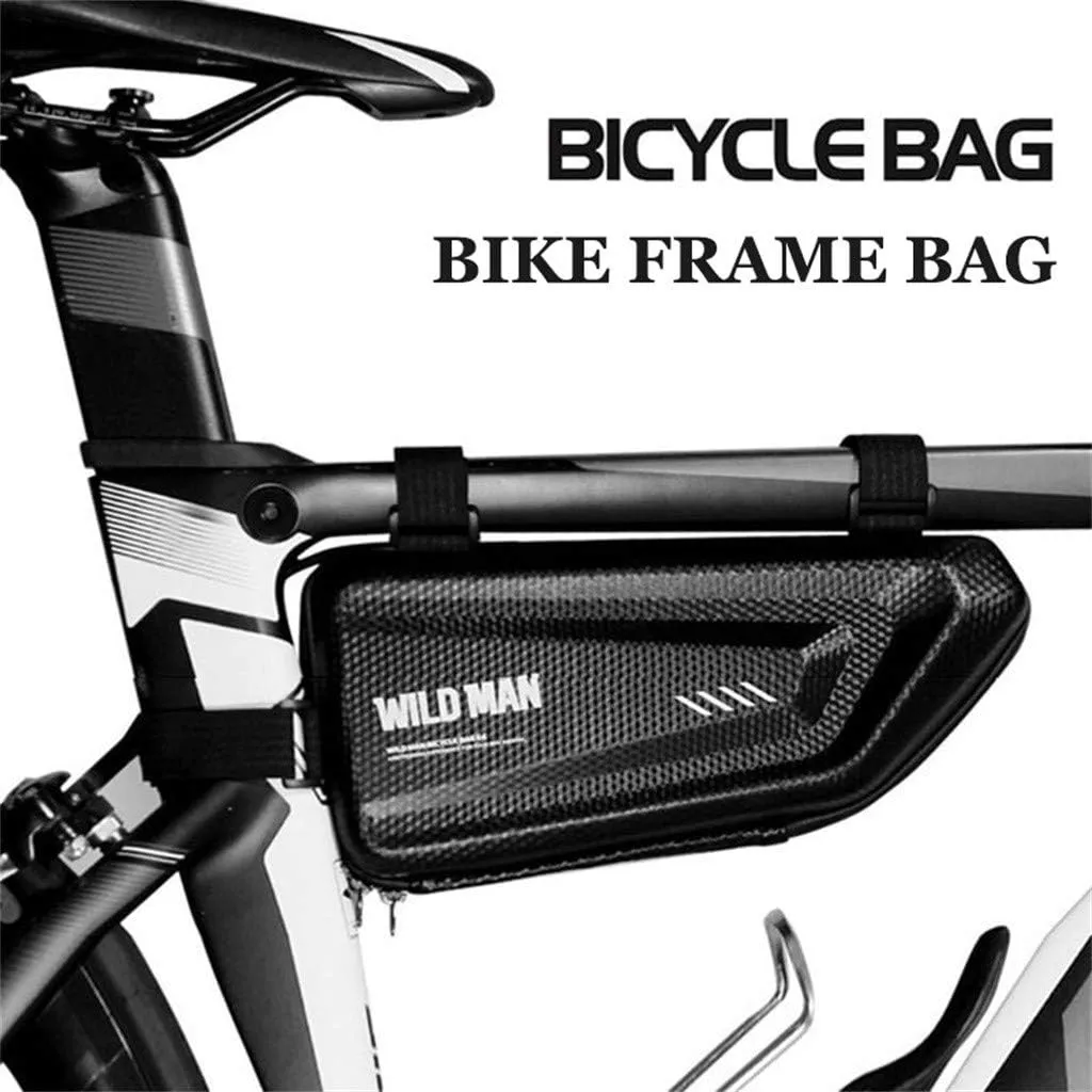 WILD MAN Rainproof Hard Shell Triangle Bike Saddle Bag For Frame under Seat For Road Mountain Cycling (Black,E4)