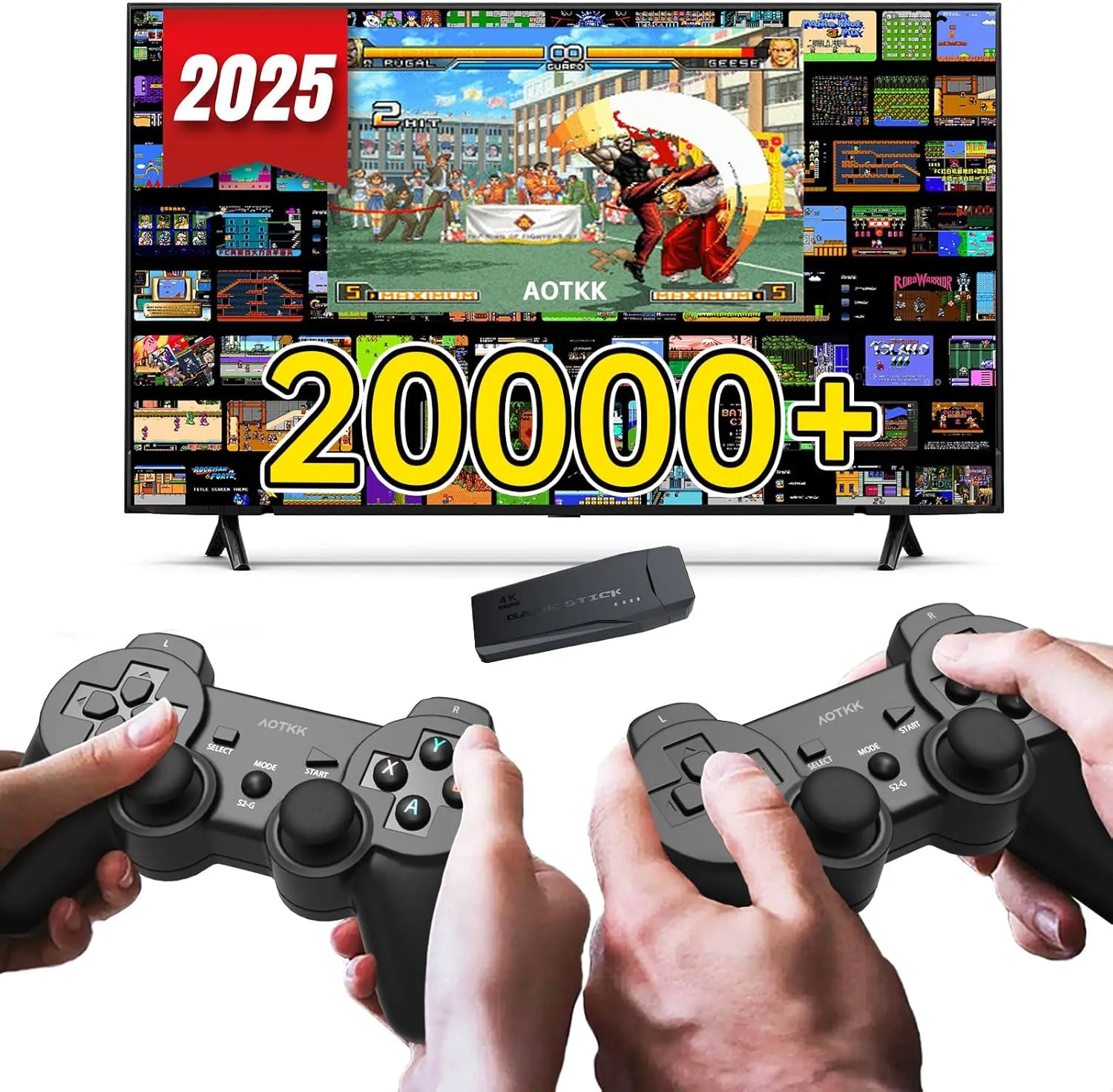 Wireless Retro Game Console 4K - Plug & Play TV Game Stick with 20,000  Classics, 64GB Storage & Dual 2.4GHz Controllers, Consola de Videojuegos Retro HDMI (Black)​