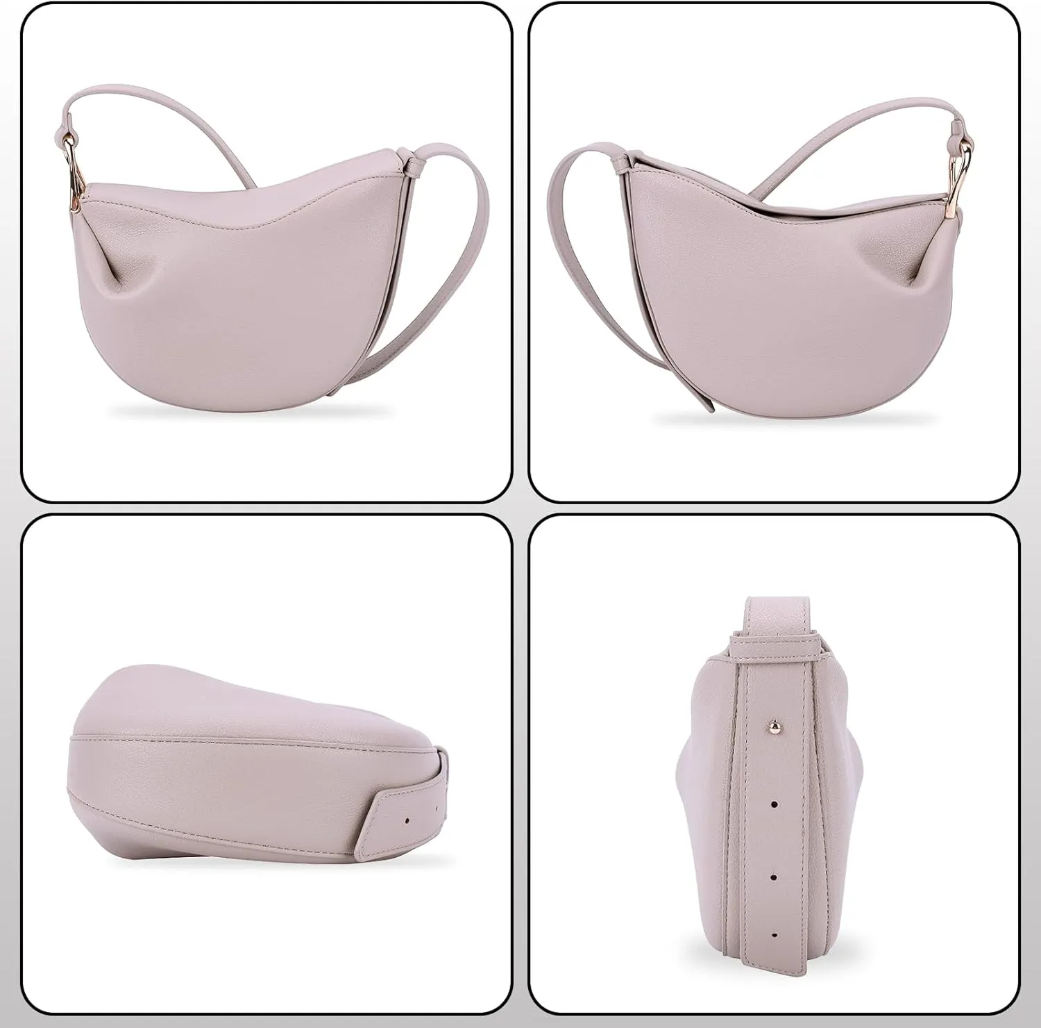 Women Leather Dumpling Bag PU Leather Shoulder Saddle Bag Solid Color Female Daily Commute Bag Adjustable Strap