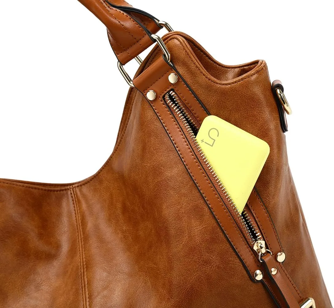 Women Tote Bag Handbags PU Leather Fashion Hobo Shoulder Bags with Adjustable Shoulder Strap