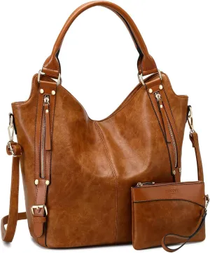 Women Tote Bag Handbags PU Leather Fashion Hobo Shoulder Bags with Adjustable Shoulder Strap