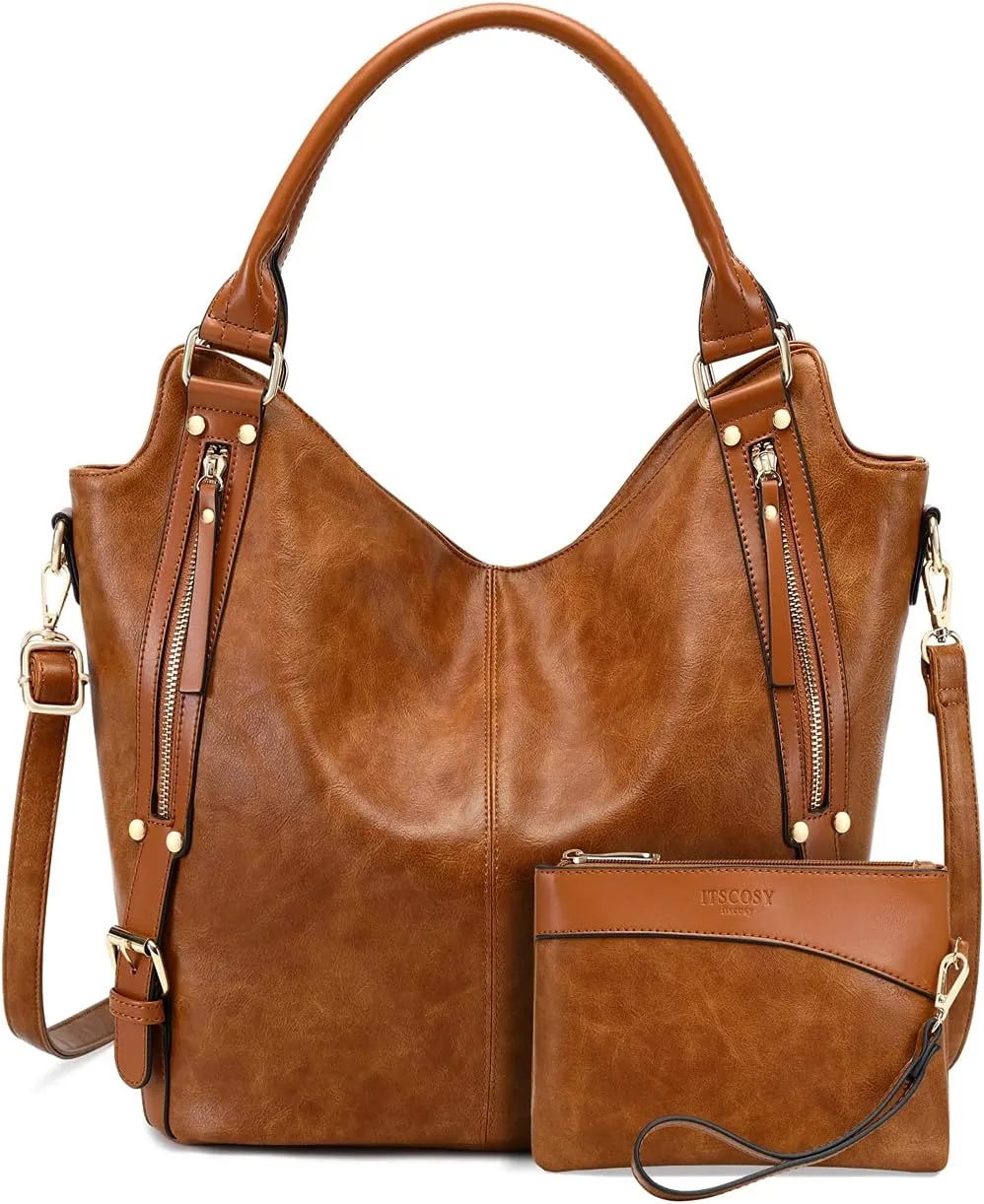 Women Tote Bag Handbags PU Leather Fashion Hobo Shoulder Bags with Adjustable Shoulder Strap