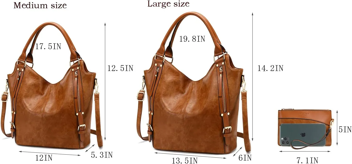 Women Tote Bag Handbags PU Leather Fashion Hobo Shoulder Bags with Adjustable Shoulder Strap