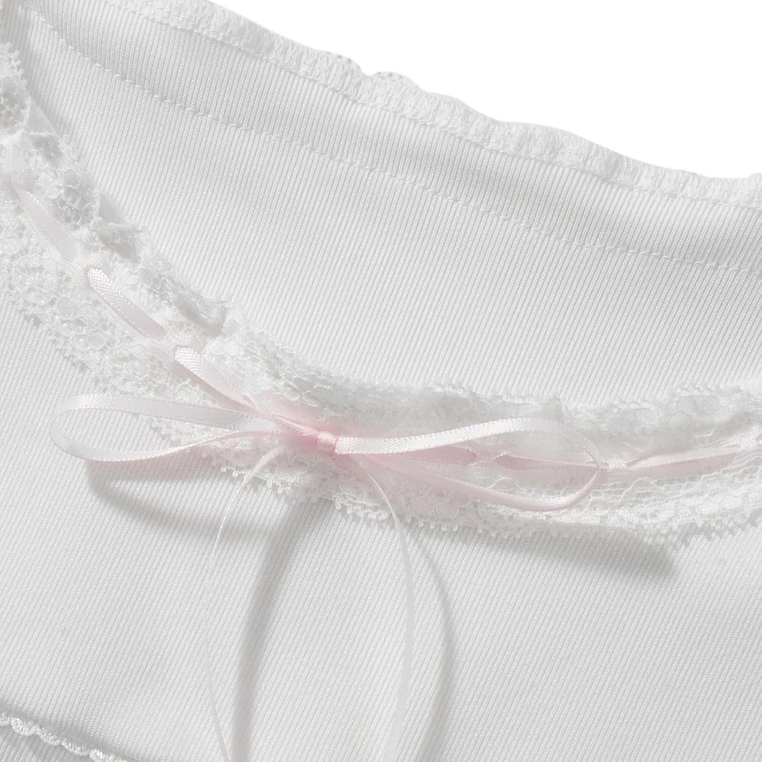 Women Y2K Fairy Cottage T-Shirt Vintage Milkmaid Crop Tops Kawaii Lace Trim Bow Square Collar Short Sleeve Tee Tops