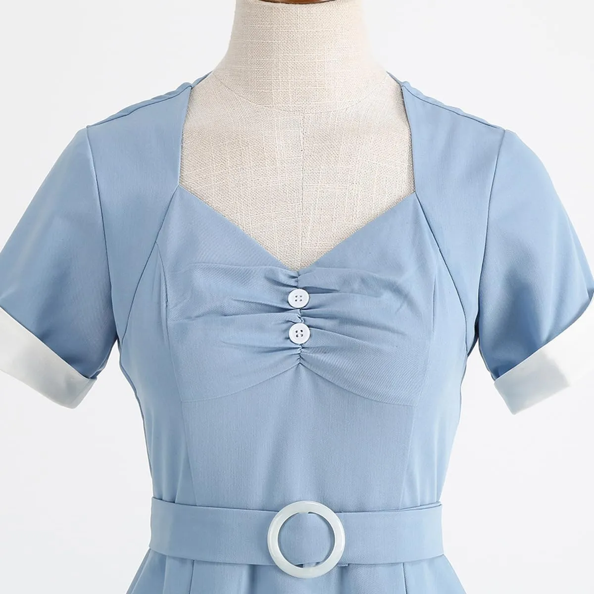 Women's 1950s Retro Dress Short Sleeve Swing Midi Dress Cocktail Dress 50s Style Dresses for Women Vintage