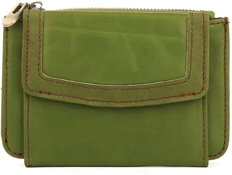 Women's Coin Purse Genuine Leather Mini Pouch Change Wallet RFID Trifold ID for Lipstick Keys Case Holder